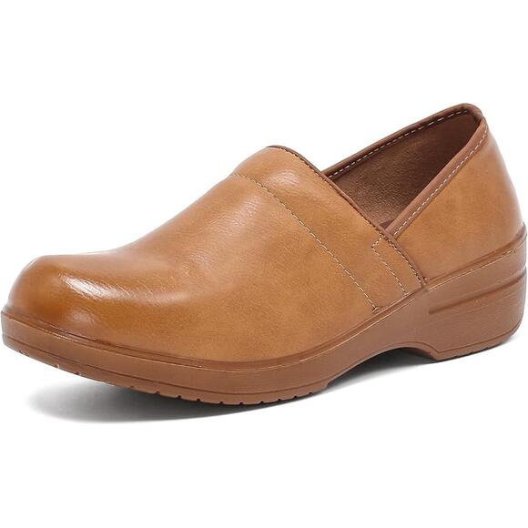 Womens Camel Clogs Minimalist Classic Lagenlook Slip On Workwear Comfort Shoe 10 - Picture 1 of 6